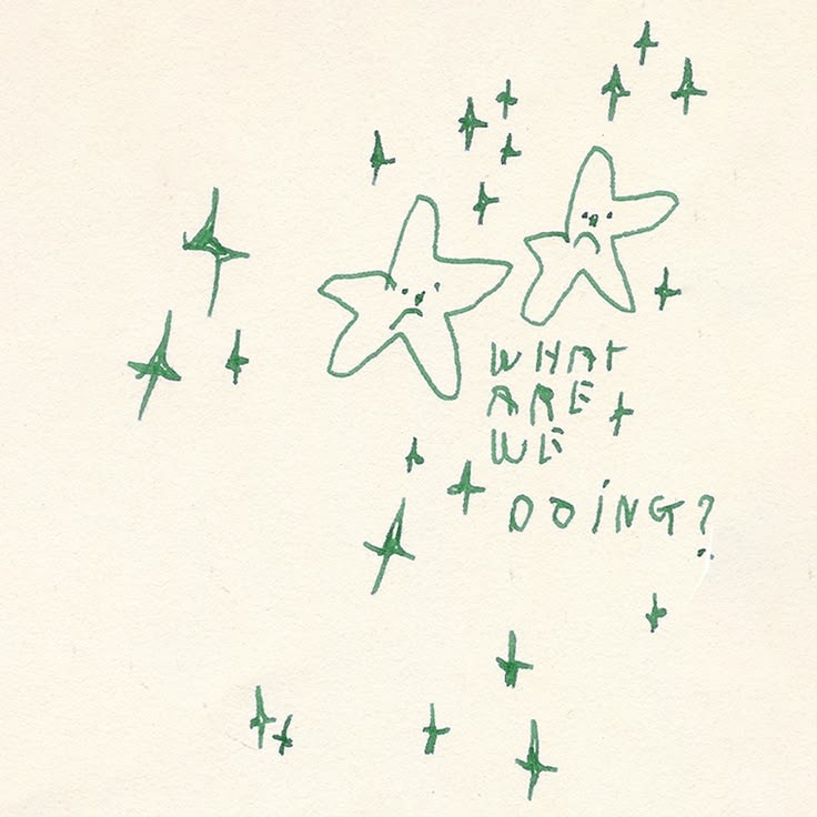 Hand-drawn starfish characters asking what are we doing